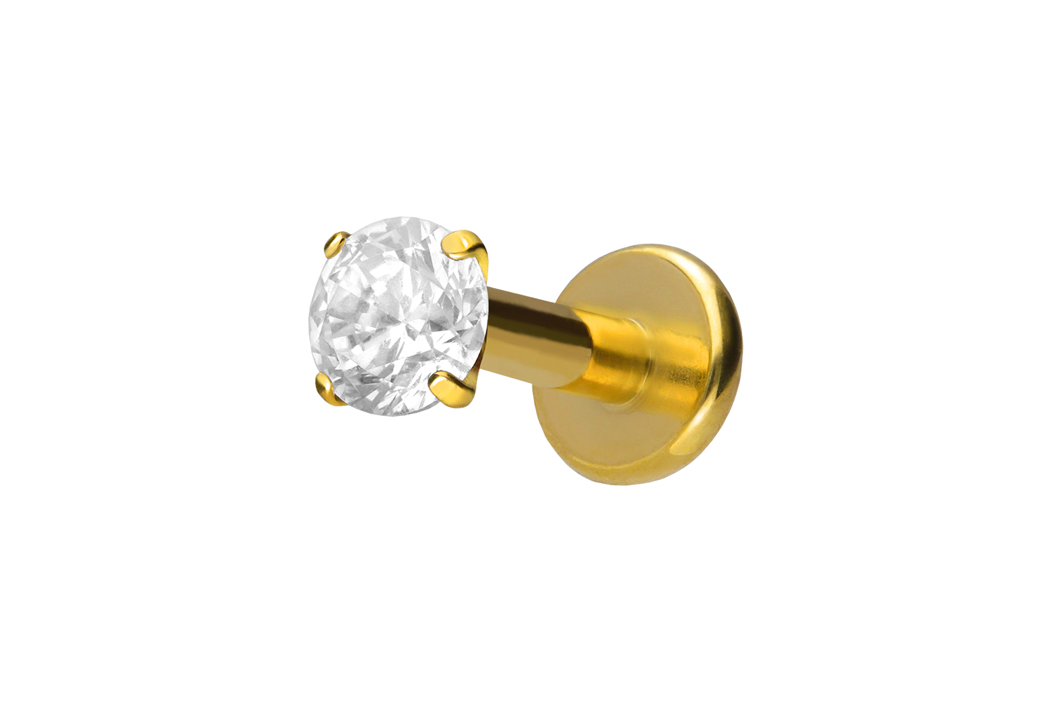 Titan Labret Piercing mit Innengewinde EINGEFASSTER KRISTALL